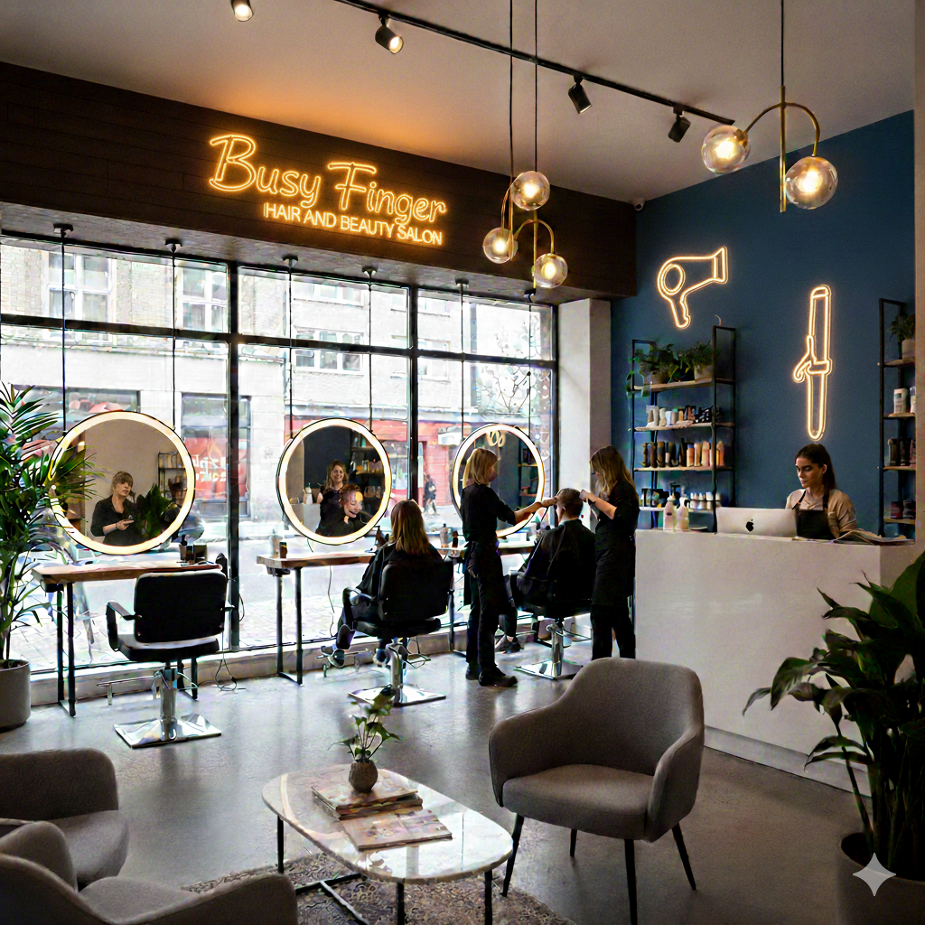 Busy finger hair and beauty saloon
