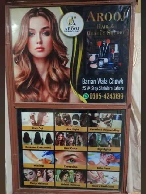 Arooj Hair and Beauty Studio.