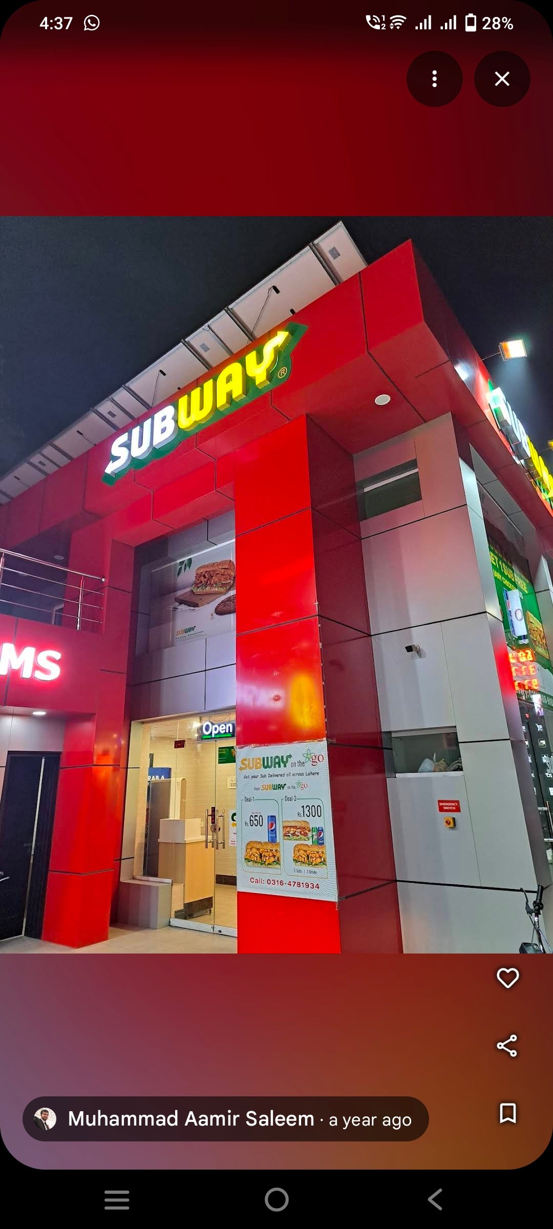 Subway - Wahdat Road